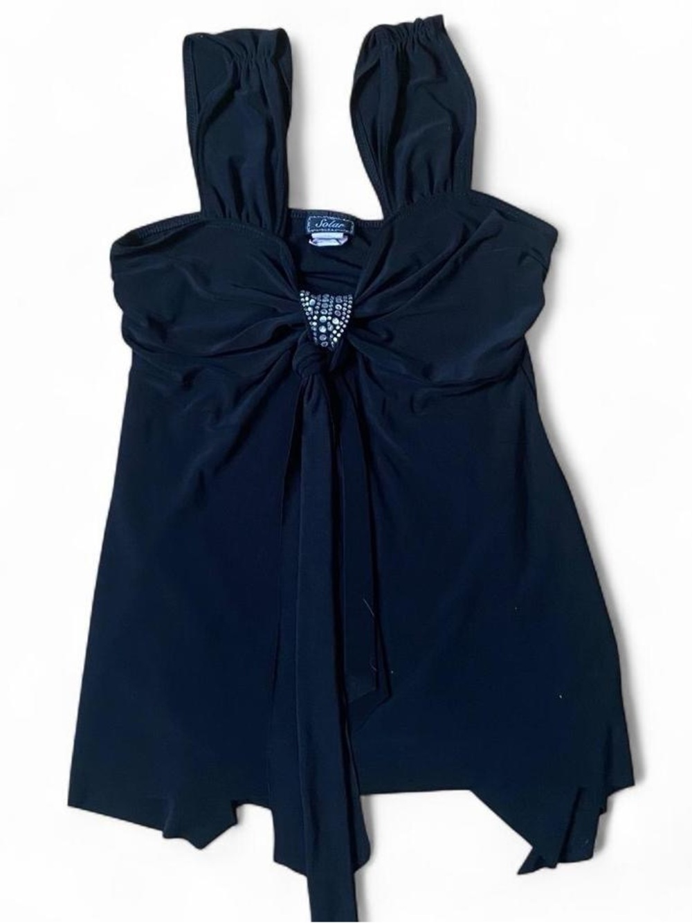 Black vintage y2k flowy fairy style going out top with rhinestone details